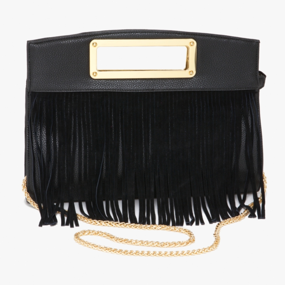 Bebe venice fringe clutch